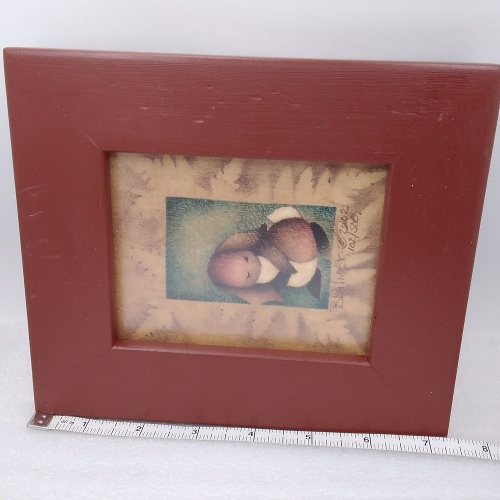 Barbara A. Palmer Limited Edition Folk Art Bunny PRINT 102/500 Wood Frame 2002 - Picture 4 of 12